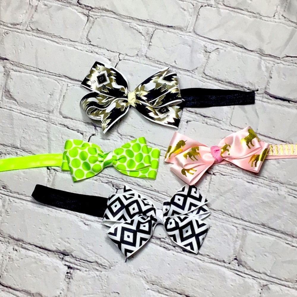 Hair Bows Handmade Size 9-12m Set of 4